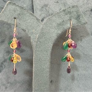 Amethyst, tourmaline, quartz and topaz earrings I. Sterling silver.